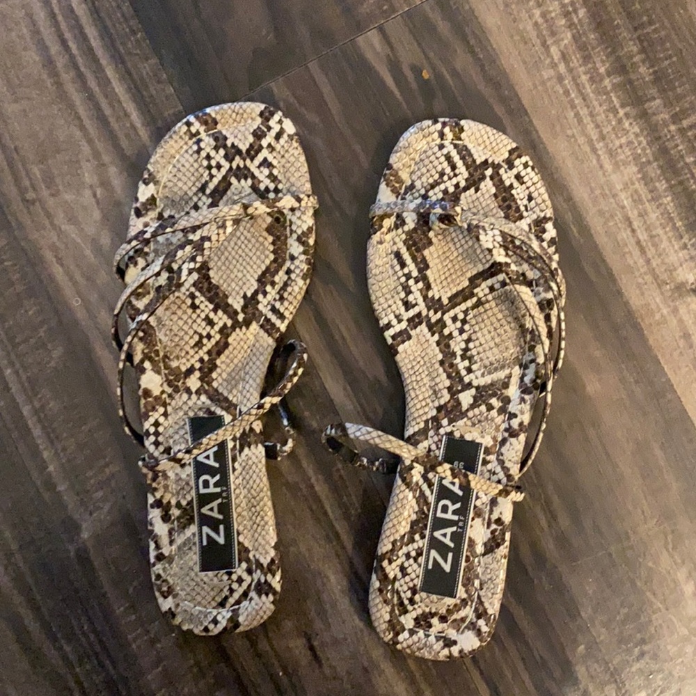 Zara snakeskin flat sandals